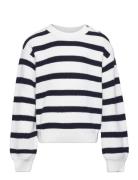 Knit Striped Sweater Tops Sweatshirts & Hoodies Sweatshirts White Mango