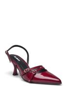 Joelle Onix Black Leather Pumps Shoes Sling Backs Heeled Slingbacks Burgundy ALOHAS