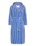 Rwadamo Striped Hooded Robe Morgenkåbe Blue Rosemunde