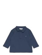 Long Sleeves Cotton Polo Tops T-shirts Polo Shirts Long-sleeved Polo Shirts Navy Mango