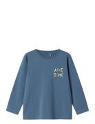 Nmmvux Ls Top Tops T-shirts Long-sleeved T-Skjorte Blue Name It