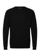 Lambswool Raglan Cable O-Neck Knit Tops Knitwear Round Necks Black Lindbergh