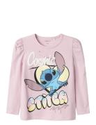 Nmfjensina Stitch Ls Top Box Wdi Tops T-shirts Long-sleeved T-Skjorte Pink Name It