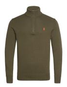 Cotton Quarter-Zip Sweater Tops Knitwear Half Zip Jumpers Green Polo Ralph Lauren