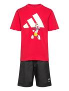 Lk Dy Mm T Set Sport Sets With Short-sleeved T-shirt Red Adidas Sportswear