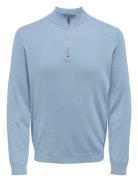 Onswyler Life Reg 14 Half Zip Knit Noos Tops Knitwear Half Zip Jumpers Blue ONLY & SONS