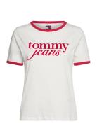 Tjw Rlx Script Ringer Tee Tops T-shirts & Tops Short-sleeved White Tommy Jeans