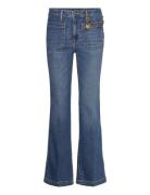 Chain-Trim High-Rise Flare Jean Bottoms Jeans Flares Blue Lauren Ralph Lauren