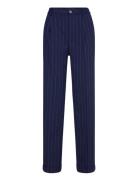 Pinstripe Wool-Blend Twill Pant Bottoms Trousers Straight Leg Navy Lauren Ralph Lauren