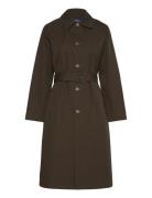 Water-Resistant Twill Long Car Coat Tynd Frakke Brown Polo Ralph Lauren