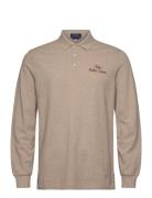 Classic Fit Logo Mesh Polo Shirt Tops Polos Long-sleeved Beige Polo Ralph Lauren