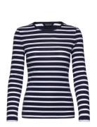 Striped Stretch Cotton Long-Sleeve Tee Tops T-shirts & Tops Long-sleeved Navy Lauren Ralph Lauren