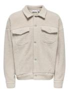 Onsdeacon Rlx Sherpa Overshirt Sweat Vd Tops Overshirts Cream ONLY & SONS