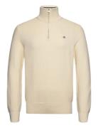 Cotton Micro Textured Half Zip Tops Knitwear Half Zip Jumpers Cream GANT