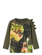 Nmmdovid Giganto Nreg Ls Top Noos Vde Tops T-shirts Long-sleeved T-Skjorte Green Name It