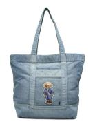 Polo Bear Denim Medium Tote Bags Totes Blue Polo Ralph Lauren