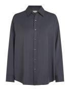 Lyocell Long Dad Shirt Tops Shirts Long-sleeved Navy Calvin Klein Jeans