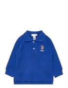 Polo Bear Cotton Mesh Polo Shirt Tops T-shirts Polo Shirts Long-sleeved Polo Shirts Blue Ralph Lauren Baby