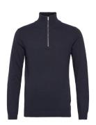 100% Recycle Knit Half Zip Tops Knitwear Half Zip Jumpers Navy Lindbergh