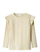 Nmfjulia Ls Slim Top Noos Tops T-shirts Long-sleeved T-Skjorte Cream Name It