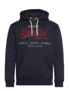 Vl Heritage Relaxed Hood Tops Sweatshirts & Hoodies Hoodies Navy Superdry