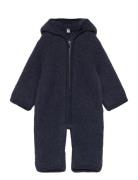 Pram Suit Ears Wool Fleece  Outerwear Fleece Outerwear Fleece Coveralls Navy Huttelihut