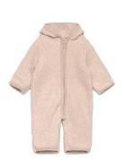 Pram Suit Ears Cot. Fleece  Outerwear Fleece Outerwear Fleece Suits Beige Huttelihut