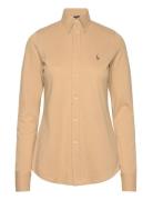 Slim Fit Knit Cotton Oxford Shirt Tops Shirts Long-sleeved Beige Polo Ralph Lauren