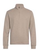 Ribbed Sweatshirt Collar Tops Knitwear Half Zip Jumpers Beige Mango