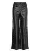 Leather-Effect Straight Trousers Bottoms Trousers Leather Leggings-Bukser Black Mango