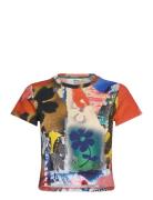 Short-Sleeved Cropped Printed T-Shirt Tops Crop Tops Short-sleeved Crop Tops Multi/patterned Monki