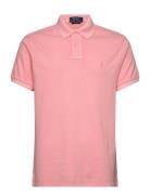 Custom Slim Mineral-Dyed Mesh Polo Shirt Tops Polos Short-sleeved Pink Polo Ralph Lauren