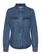 Vmjennie Ls Denim Shirt Mix Ga Noos Tops Shirts Long-sleeved Blue Vero Moda
