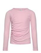 Top With Gathering At Front Tops T-shirts Long-sleeved T-Skjorte Pink Lindex