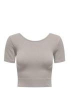 Onpjaia Life Ss 2-Way Crop Seam Top Noos Sport Crop Tops Short-sleeved Crop Tops Grey Only Play