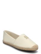 Th Logo Leather Espadrille Espadrillos Flade Sandal Cream Tommy Hilfiger