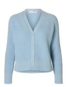 Slfbirla Ls Knit Short Cardigan Tops Knitwear Cardigans Blue Selected Femme