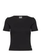 Ease Ribbed Short Sleeve Sport Women Sport Clothing Sports Tops & T-shirts Sport T-Skjorte Black Aim´n