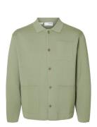 Slhmike Light Ls Knit Relaxed Polo Cardi Tops Knitwear Cardigans Green Selected Homme