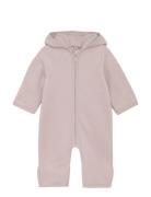 Pram Suit Cotton Fleece Outerwear Fleece Outerwear Fleece Coveralls Pink Huttelihut