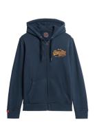 Vl Embroidered Ziphood Tops Sweatshirts & Hoodies Hoodies Navy Superdry