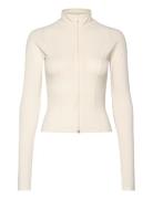 Soft Touch Zip Jacket Tops T-shirts & Tops Long-sleeved Cream Gina Tricot