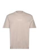 Relaxed Printed T-Shirt Tops T-Kortærmet Skjorte Beige Tom Tailor