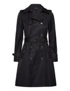 Double-Breasted Cotton-Blend Trench Coat Trenchcoat Frakke Navy Lauren Ralph Lauren