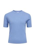 Objnoelle S/S Knit T-Shirt Noos Tops T-shirts & Tops Short-sleeved Blue Object