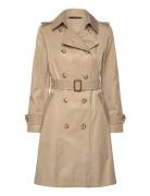 Double-Breasted Cotton-Blend Trench Coat Trenchcoat Frakke Beige Lauren Ralph Lauren