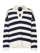 Full Milano Knitted Polo Sweater Tops Knitwear Jumpers Navy Lexington Clothing