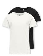 Kognew Only Life S/S Tee Jrs 2-Pack Tops T-Kortærmet Skjorte White Kids Only