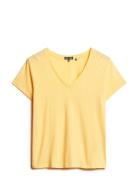 Studios Slub Emb Vee Tee Tops T-shirts & Tops Short-sleeved Yellow Superdry