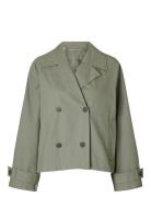 Slfcilo Short Trenchcoat Noos Trenchcoat Frakke Green Selected Femme